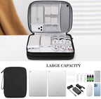 FYY Electronic Organizer, Extra Large Travel Cable Organizer Bag Pouch Portable Waterproof Double Layers All-in-One Storage Bag for iPad, Cable, Power Bank, Laptop Charger for Office/Home, Black