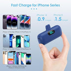 [2 Pack] Small Portable Charger for iPhone,Upgraded 5000mAh PD Fast Charging Power Bank, LCD Display Cute Mini Battery Pack Compatible with iPhone 14/14 Pro Max/13/13 Pro/12 Pro/11/XR/X/8,Blue+Pink