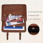 MOSISO 3 in 1 Laptop Bag, 17.3 inch PU Leather Shoulder Bag Briefcase Messenger Satchel Laptop Backpack, 17-17.3 inch Computer Bags Handbag Bookbag, Brown