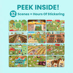 Farm Animal 500+ Kids Sticker Book by Cupkin Toddler Airplane Travel Activity Coloring and Sticker Book, Road Trip Essentials, 12 Coloring Pages 12 Scenes for Ages 2–8 Years