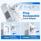 DOACE 220V to 110V Converter for European Travel - 6 in 1 350W Voltage Converter US to Europe, Power Converter Adapter Combo with PD Fast Chargers for Hair Straightener Shaver Toothbrush Laptop Phone