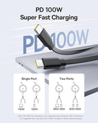Baseus for MagSafe Portable Charger, Qi2 Certified 15W Wireless Magnetic Power Bank 10000mAh Retractable USB C Cable, 100W 2 in 1 USBC to USBC Multi Fast Charging Cable