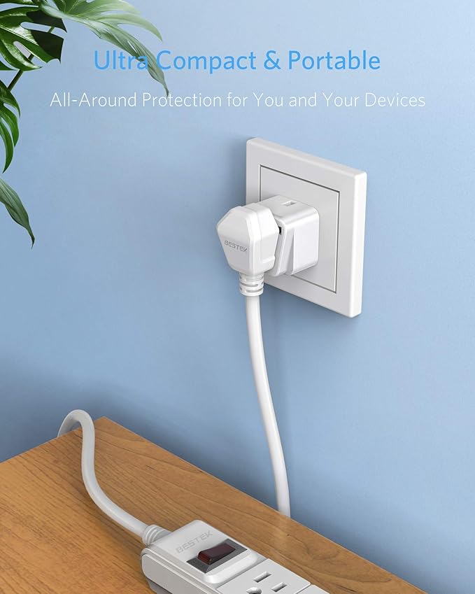 BESTEK Brazil, South Africa Travel Plug Adapter, Grounded Universal Type N Plug Adapter BR to US Adapter - Ultra Compact for Brazil, South Africa and More, 3 Pack