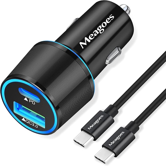 67.5W Car Charger USB C Super Fast Charging, 45W USBC & QC3.0 Port Plug for iPhone 17 Pro Max/Air/16/15/iPad, Samsung S26/S25 Android Cell Phone, Dual 12V Cigarette Lighter Adapter + 5 ft Type C Cable