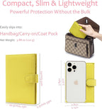 Slim Passport Wallet for Women – RFID Blocking Passport Holder for Travel Women with Card Slots, Coin Pocket & SIM Slot – Genuine Leather Travel Organizer – Lemon Yellow