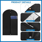 Dntorx 1 Pack Garment Bags with Clear Window, 45" Clothes Covers with Zipper, Transparent Hanging Suit & Coat Covers for Closet Storage, Jackets, Dresses, Windbreakers