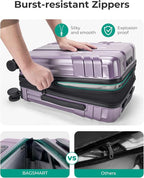 BAGSMART Expandable Carry On Luggage 22x14x9 Airline Approved, 20 Inch Travel Luggage with Spinner Wheels, Lightweight Hard Shell Suitcase Carry on Lavender Purple