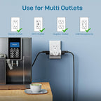 K KASONIC - 3-Outlet Grounding Adapter, [UL Listed] Plug Extender, Heavy-Duty Grounded Power Tap - 3 Pack (White)