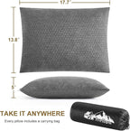 Ivellow Travel Pillow Camping Pillow for Sleeping Small Shredded Memory Foam Pillow Compressible Compact Medium Firm, Soft Breathable Cover,Supportive for Outdoor Car Backpacking Hiking Essential Gear