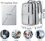 MATEIN Travel Backpack for Women & Men, Airline Approved Carry on Backpack for Airplanes with Shoe Compartment, Large Personal Item Travel Bag fits 17" Laptop, Water Resistant Weekender Daypack, Gray