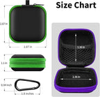 2Pack Square Earbud Case Portable EVA Carrying Case Storage Bag Cell Phone Accessories Organizer with Carabiner for Earphone, Earbud, Earpieces, SD Memory Card, Camera Chips-Purple/Green