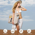Trifabricy Beach Bags for Women Waterproof Sandproof Women Tote Bag, Large Beach Bag with Zipper for Gym Travel Vocation