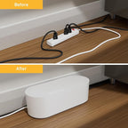 D-Line Cable Management Box with 6 AC Outlet 6ft Power Strip, Hide Extension Cords and Excess Wire Clutter, 16.5in (L) x 4.5in (H) x 5in (W) - Large, White