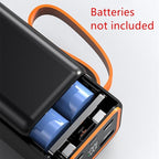 ZEZEFUFU Black Portable DIY Power Bank Case with LCD Display 4 Slots 21700 Battery Charger Shell Box Fast Charging Power Bank
