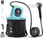 8000mAh Portable Camping Shower, Upgrade Rechargeable Electric Shower Pump with 5 Gallon Bucket, Intelligent LED Display,Portable Shower for Outdoor