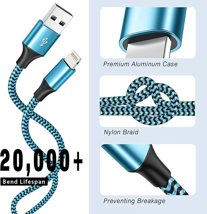SHUSEL for iPhone Charger 3 Pack 6FT USB Lightning Cable MFi Certified Fast Charging Nylon Braided for iPhone Charger Cord Compatible with iPhone 14 Plus 14 pro max 13 12 11 XS X XR 8 Plus 7 6 SE 5s