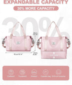 Travel Duffel Bag, Sports Tote Gym Bag, Shoulder Weekender Overnight Bag for Women