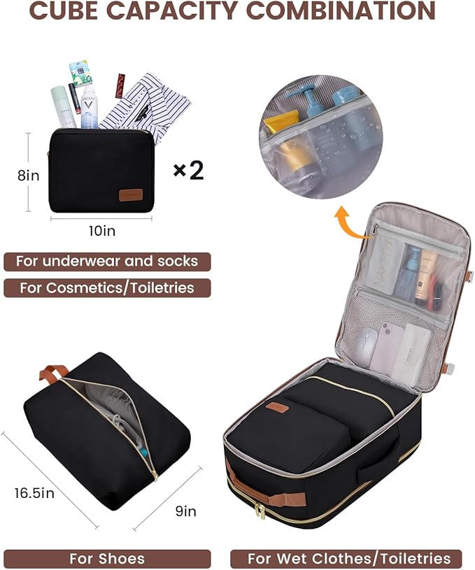 LOVEVOOK 50L Travel Backpack for Women & Men, Airline Approved Carry On Luggage with 3 Packing Cubes, TSA Overnight Bags, Waterproof Personal Item Bag, Weekender Essentials Backpacks fits 17" Laptop