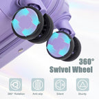 Kids Luggage Sets for Girls, 2 Piece Luggage Set, 20 Inch Rotating Wheel Suitcase with 14 Inch Cosmetic Case, Lightweight Hardshell Suitcase with 360° Spinner Wheels for Travel (Purple)