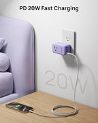 TROND Multi Plug Wall Outlet, 3 AC Outlet Extender with 360 Rotating Plug, Small Wall Adapter with PD 20W USB C, Cute and Durable for Purple Lovers, Goes with All Scenes Purple Vibe