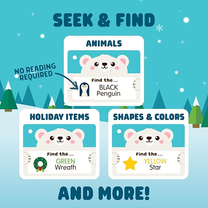 Chuckle & Roar Sensory Seek & Find Plush Polar Bear Game - 1 Plush & 20 Cards, Multicolor, Small - Toddler Airplane Travel Essential - Engaging Toddler Sensory Toys - Quiet Travel Toys for Plane & Car