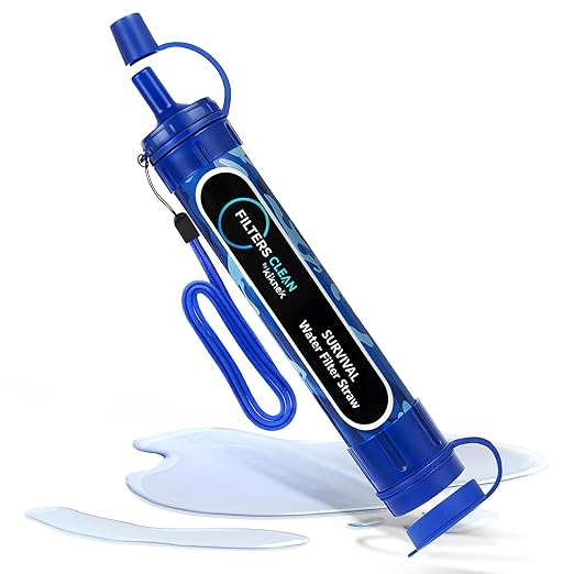 Filters-Clean Survival Water Filter Straw – 0.1 Micron Portable Personal Water Filter, 4,000L (1,056 Gallon) Capacity – Removes 99.9999% Bacteria & Protozoa – Hiking, Camping & Emergency - 2 Pack