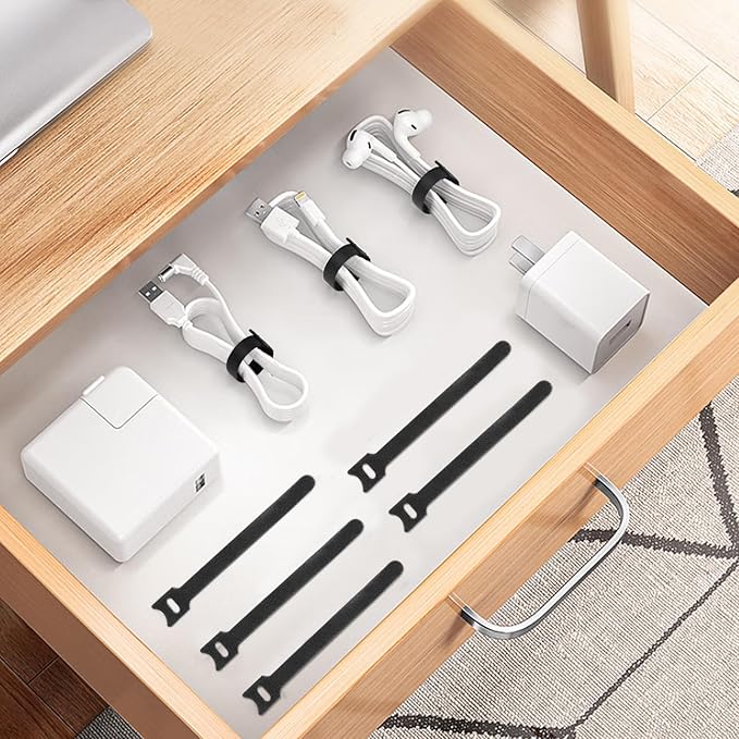50 Pcs Reusable Cable Ties for Cords, 6" Hook and Loop Adjustable Cord Straps, Reusable Zip Ties, Wire Organizers for Cords Electrical Cord Management Office Home Computer PC Cable Management(Black)