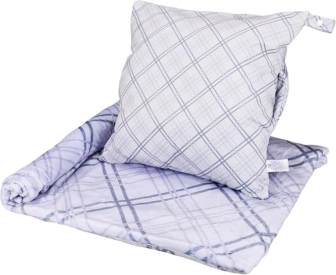 3 in 1 Travel Pillow Blanket Set with Removable Flannel Blanket Throw,Hand Warmer Pockets,Pillow (Color5, 50in*60in)