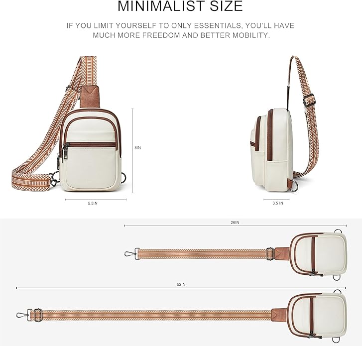 LATMAP Sling Bag For Women Faux Leather Small Casual Daypack Backpack Fanny Pack Crossbody Chest Bags Purse