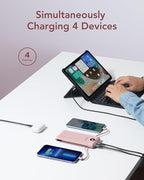VEGER Portable Charger with Built-in AC Plug and Cables, All in One 10000mAh Ultra Slim Power Bank Travel Essentials, Fast Charging Battery Pack Compatible with iPhone, Samsung, Android (Crepe)