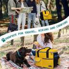 PetAmi Dog Travel Bag, Travel Pet Bag Organizer, Dog Food Travel Bag with Container Collapsible Bowls, Pet Travel Supplies Gift Accessories for Weekend Camping, Puppy Cat Diaper Bag, Yellow Medium