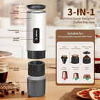 Portable Espresso Maker, 20Bar Rechargeable Wireless Stainless Steel, 3-in-1 for Nespresso & Ground Coffee, Self-Heating Travel Coffee Machine for Camping Office (White)