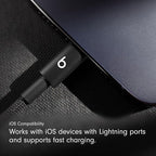 Beats USB-C to Lightning Woven Cable Fast Charging Durable/Tangle-Free Compatible Charger for Apple Devices w Lightning Ports (1.5 m, 5 ft) - Bolt Black