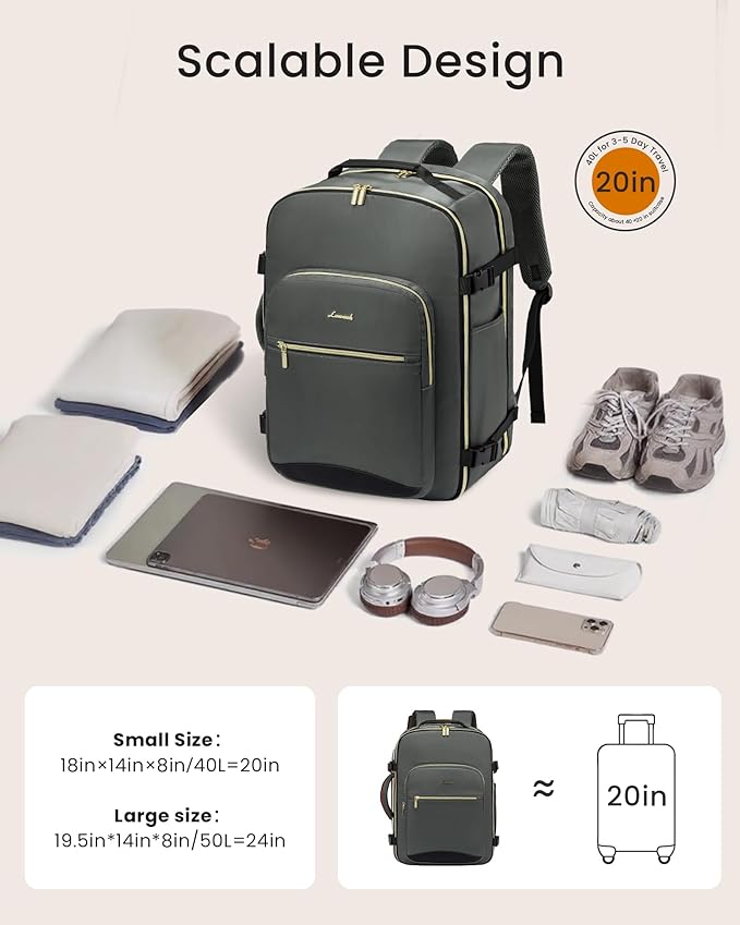 LOVEVOOK 50L Large Travel Backpack for Women Men Fits 17 Inch Laptop, Carry on Backpack for Traveling on Airplane, Personal Item Bag Airline Approved, Business Causal Weekender Backpacks