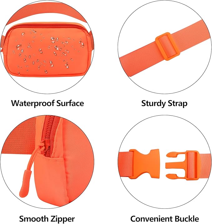 Fanny Pack Crossbody Bag for Women and Men, Belt Bag for Hiking Bum Bag with Adjustable Strap,Casual Cell Phone Pouch?Waist pack for Running Workout Sports Travel Orange