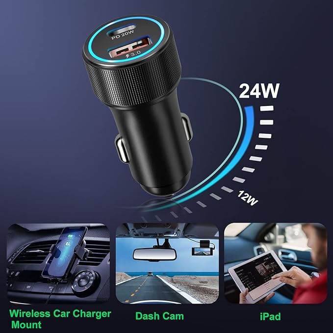 USB C Car Charger 5 Pack, Bangfun 36W Dual Port PD&QC 3.0 Fast Charging 12V USB Car Charger Cigarette Lighter Adapter Plug for iPhone 15 14 13 12 11 Pro Max SE,iPad,Samsung,Pixel(Black)
