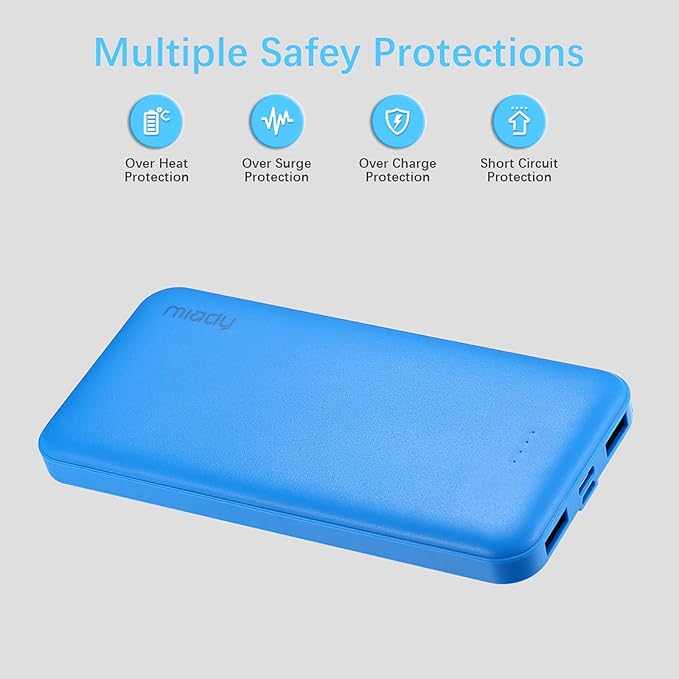 Miady 4-Pack 10000mAh Dual USB Portable Charger, USB-C Fast Charging Power Bank, Slim Backup Charger Battery Pack Compatible with iPhone 16/15/14/13 Galaxy S24/22 iPad Android etc