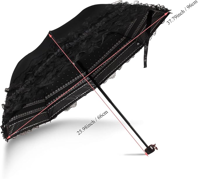 URAWESO Vintage Lace Parasol Gothic Lolita Umbrella UV Sun Protection Witch Cosplay Photoshoot Props Party Decoration