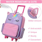 VASCHY Rolling Luggage for Kids, Cute Travel Carry on Suitcase for Girls/Toddlers/Children with Wheels 18inch Unicorn