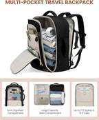 LOVEVOOK Travel Backpack for Women, 40L Carry On Backpack for Airplanes, Personal Item Bag for Airlines Fits 17 inch Laptop,TSA Approved Luggage with 3 Packing Cubes,Waterproof Weekender Gym back pack