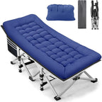 Fragess Foldable Camping Cots for Adults, 28" Extra Wide Cot with Removable Mattress, 600LBS Max Load, Sleeping Cots for Camping Outdoor/Office, Guest (Azure)