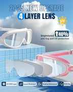 Swim Goggles 2 Pack, Wide View Anti Fog&UV Swimming Goggles for Audlt, No Leak Pool Beach Essentials for Men Women