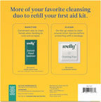 Welly First Aid Kit Refill Clean Carton 50ct | Individually wrapped Hand Sanitizer and Cleansing Wipes |