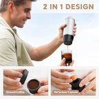 i Cafilas Portable Electric Espresso Coffee Maker, Fast self-heating 2 IN 1 Extraction System Espresso Machine, Support Ground Coffee and NS capsule, for Travel,Car,Hiking,Climbing,Rich Crema（White）