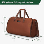 Halfday Convertible 2-in-1 Garment Duffel Weekender Bag 45L: Wrinkle-Free Travel (Hanging Suit Compartment, Shoe Pockets, Trolley Sleeve), Durable & Water-Resistant Carry-on, Terracotta