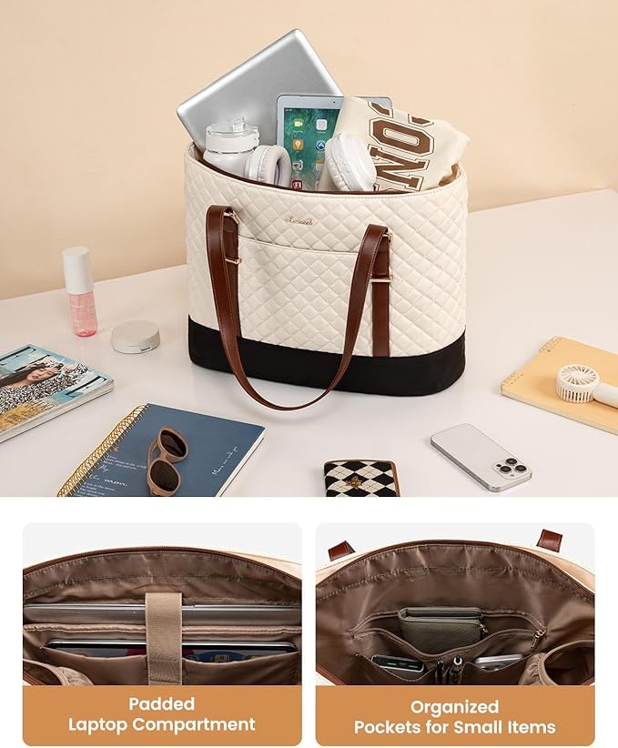 LOVEVOOK Laptop Bag for Women, 15.6 Inch Work Tote Computer Bag With Large Cup Holder, Lightweight Large Laptop Briefcase for Travel, Bussiness, Teacher