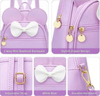 KKXIU Girls Initial Bowknot Cute Mini Backpack for Toddler, Travel Small Girl Backpacks, Personalized Birthday Gifts for Little Girls and Kids(Purple)