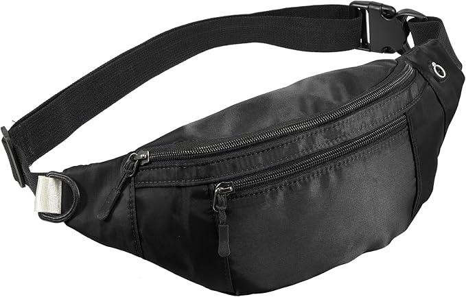 1PCS Crossbody Fanny Pack Large Capacity Waist Bag with 4-Zipper Pockets Adjustable Strap Fanny Packs Waterproof Oxford Cloth Travel Belt Bag for Outdoor Shopping Travel Men Women,Black
