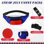 Abbylike 6 Pcs 4th of July Neon Fanny Packs 250th Anniversary Adjustable Waist Bags Patriotic Style Party Outfit Accessories for Women Men Travelling Outdoors Cycling Independence Day