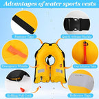 Adult Automatic Inflatable Kayak Vest PFD,Water Sports Vest for Boating Fishing Kayaking SUP Paddleboarding（fit Weight Below 330 lbs）